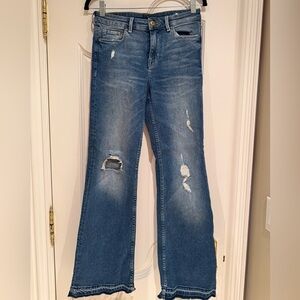 H&M Blue Distressed Flare Jeans